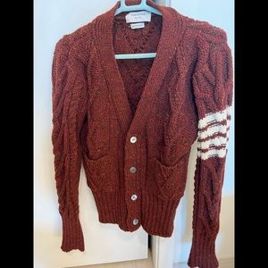Thom browne 100% wool cable cardigan